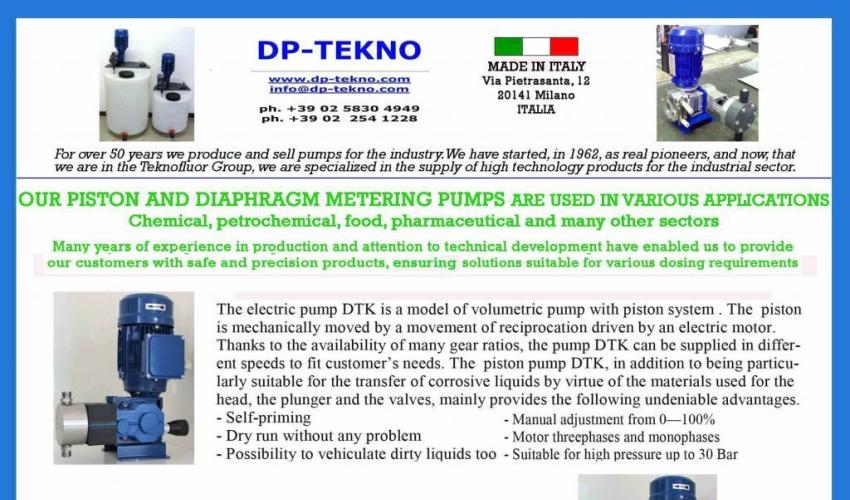 DP-TEKNO - POMPE DOSATRICI A PISTONE E MEMBRANA