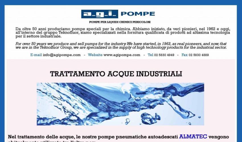 L'APPLICAZIONE DEL MESE - POMPE ALMATEC PER IL TRATTAMENTO DI ACQUE INDUSTRIALI